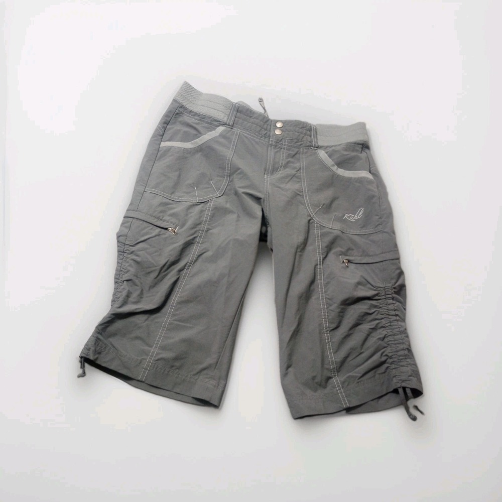 Kuhl Women's Cargo Bermuda Kicker Shorts Outdoor Adventure Hiking Grey Sz 10